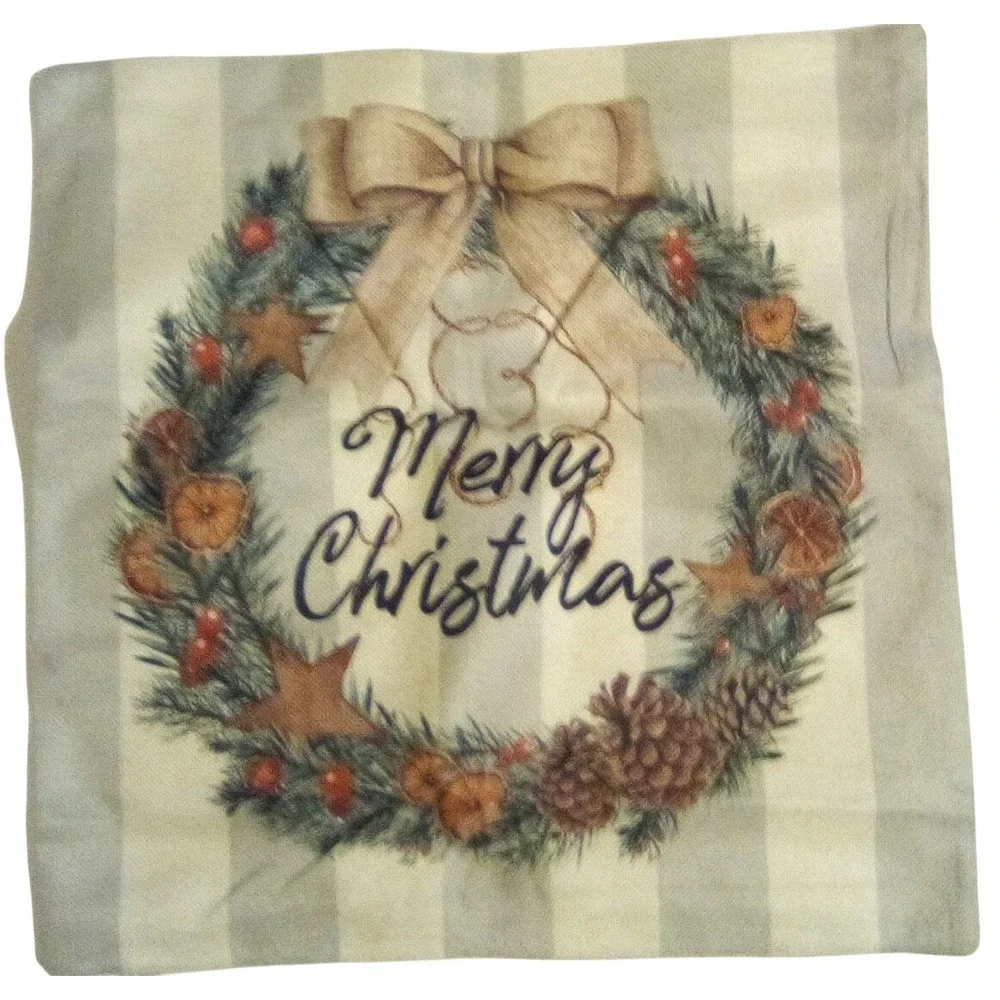 Christmas Pillow Covers Set of 4 Joy Snowman Wreath Tree Farmhouse Decor